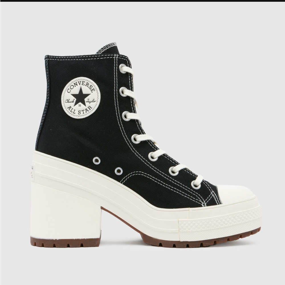 Converse High-Top Black and White Chunky Heel Sneakers